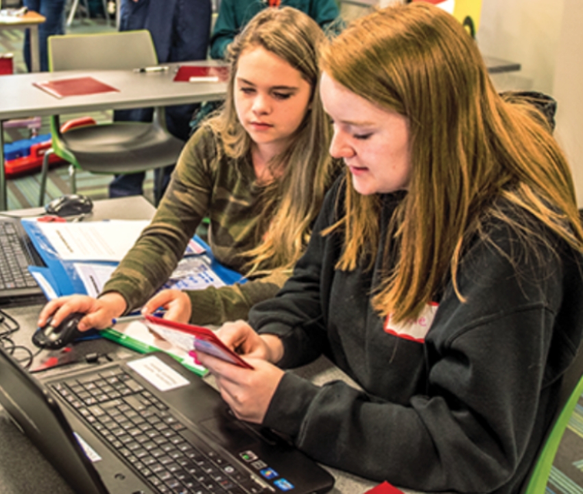 Young students working on a project