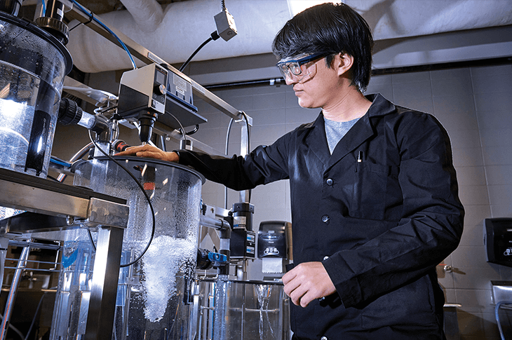 SAIT instructor Raphael Dong demonstrates the unit in action.
