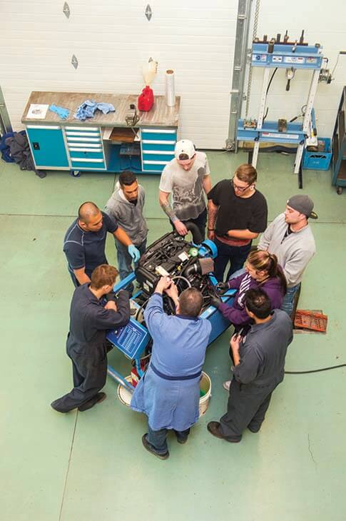 Students collaborate in the Clayton Carroll Automotive Centre