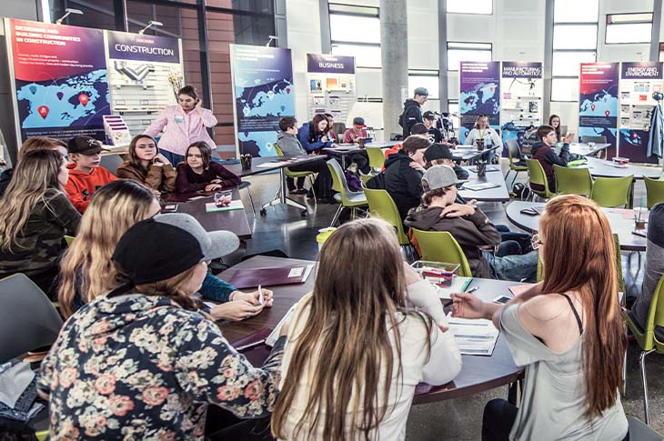 school aged students in classroom at SAIT