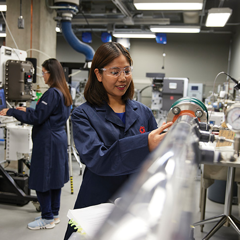 female student working