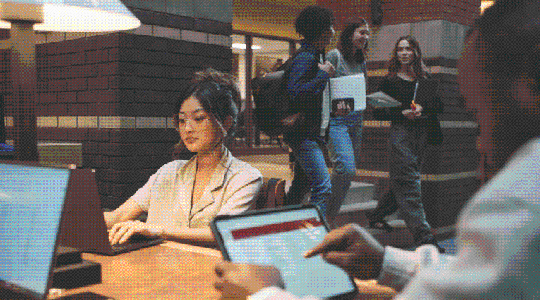 candid photo of students studying