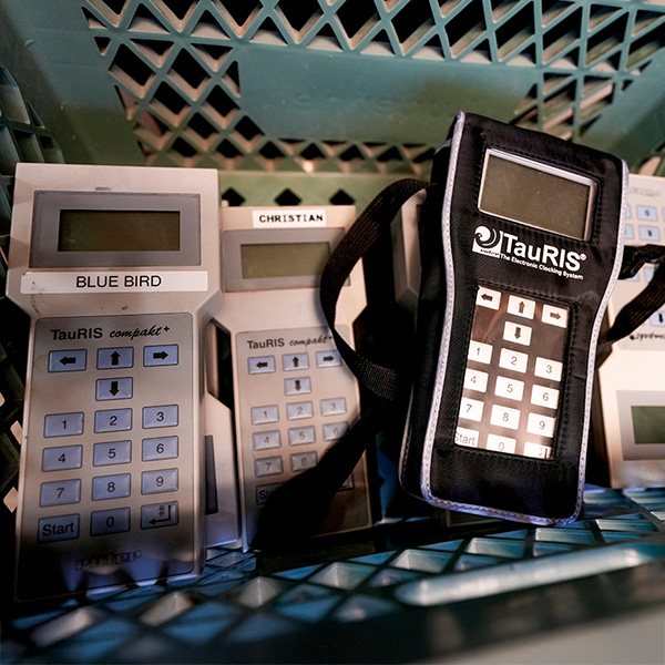 hand held machines with names on them