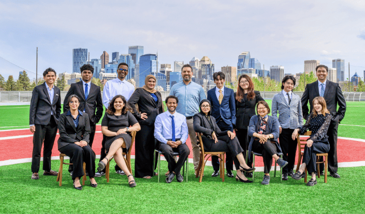 A group of students smiling