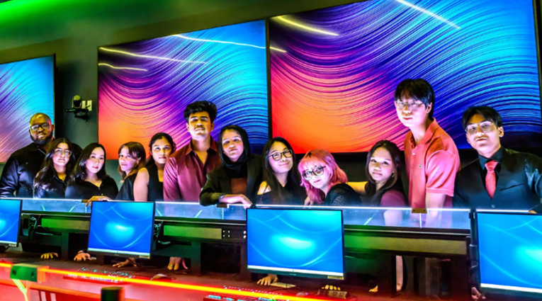 A group of students smiling
