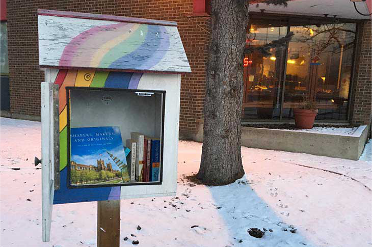 Little Free Libraries stocked with the SAIT centennial book for the holidays.