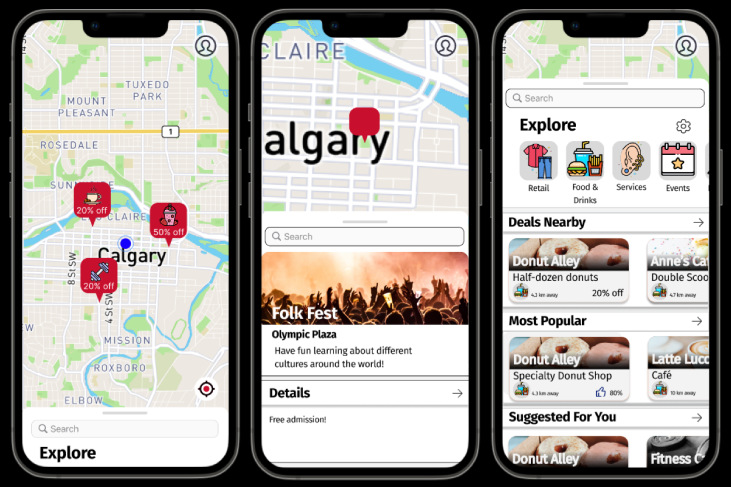 User interface for the Calgary Now app