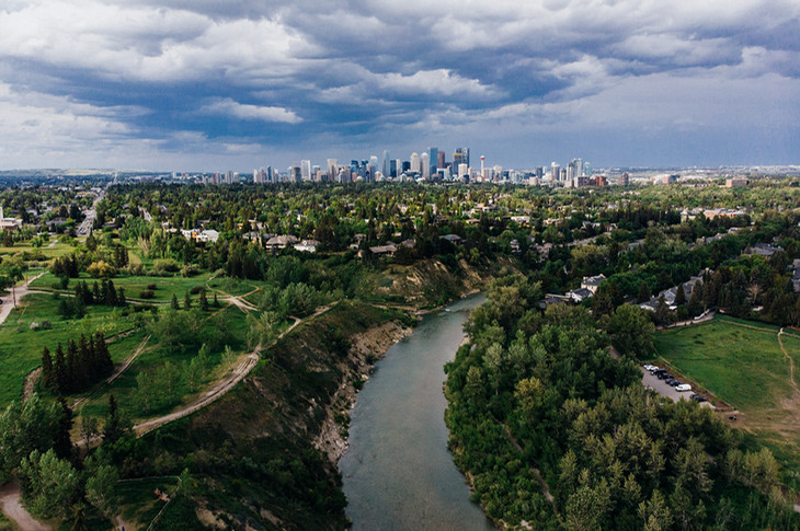 A photo of the Calgary skyline