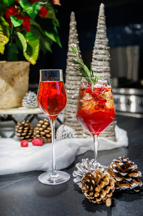 Red cocktails in glasses