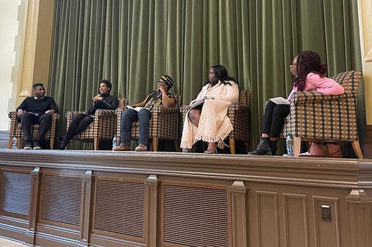 Chimdi Ilonze, Business Administration Student, Chi Iliya-Ndule, Corporate Commercial Lawyer at Blake, Cassels and Graydon LLP, Co-Founder and President, Calgary Black Chambers, Dr. Caesar Apentiik, Developmental Studies Professor, University of Calgary, Shauna Porter, Anti-Racism Committee Chair, Calgary Police Service, Dr. Rekiyat Siyaka, Educational Developer, SAIT, participate in the panel discussion.