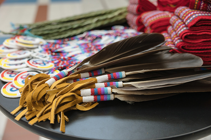 A table holding the traditional gifts