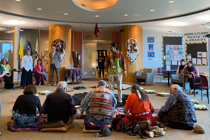 Treaty 7 Elders gather at Natoysopoyiis for the renaming Pipe Ceremony.