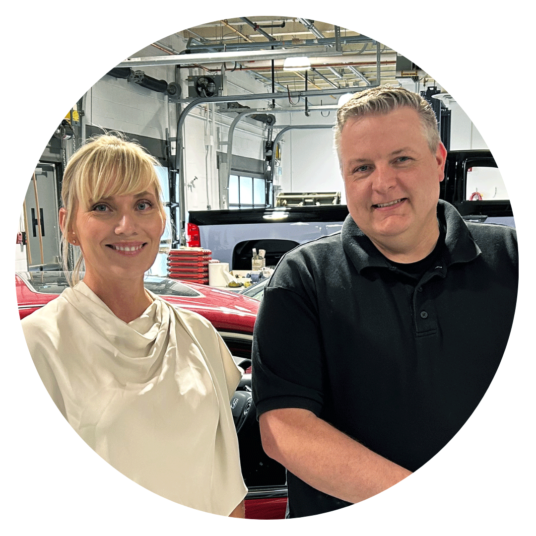 Chenoa Hansen, academic chair, automotive programs, School of Transportation with Shayne Tempeny, Honda Canada.  