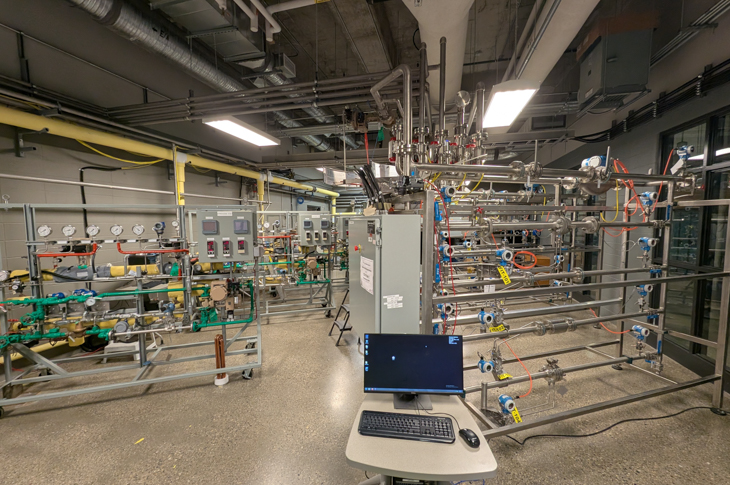 An interior shot of all the flow measuring devices in the Flow Lab.