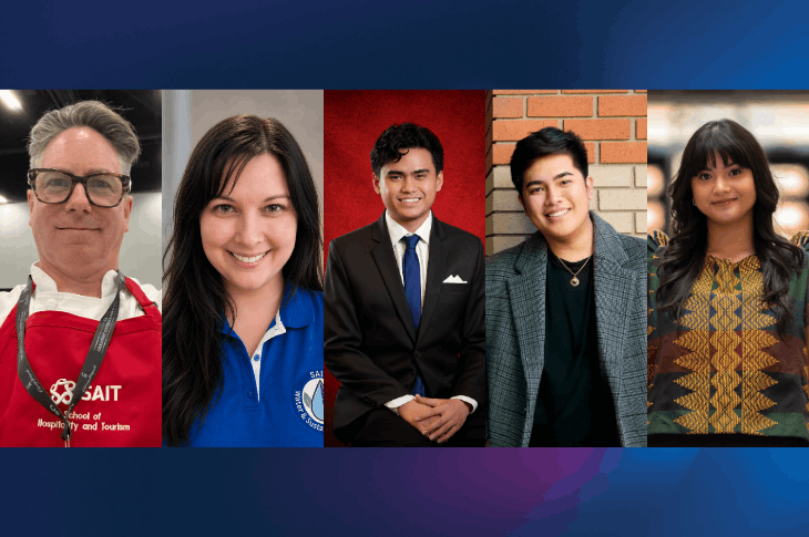 A collage of SAIT's five Spring 2026 valedictorians.