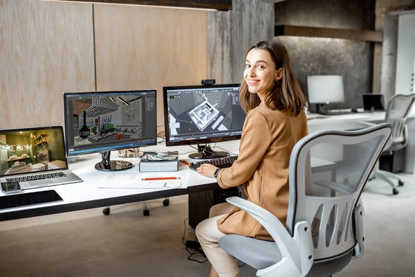 a women at a computer