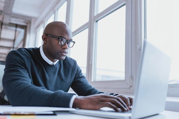 A man working on a laptop