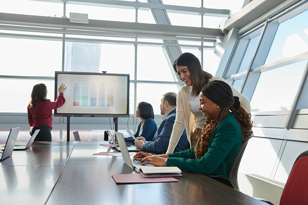 People working in a boardroom 