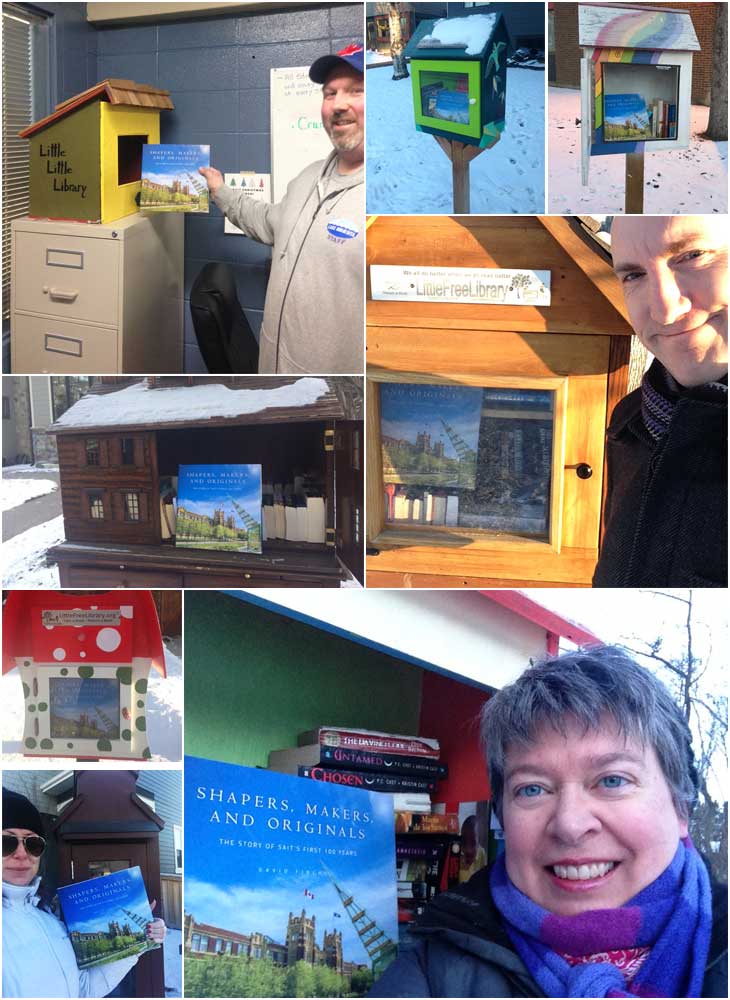 Little Free Libraries stocked with the SAIT centennial book for the holidays.