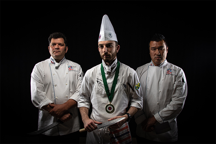SAIT alumnus Nolan Moskaluk and chef instructors