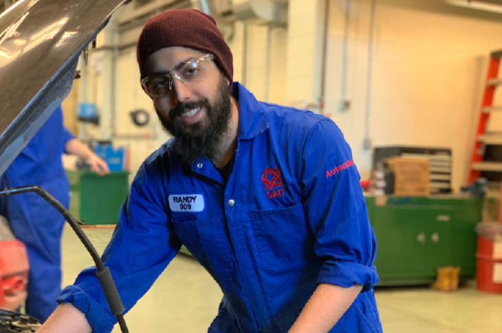 Second-year Automotive Service Technology student Randy started out in the field of social work before coming to SAIT