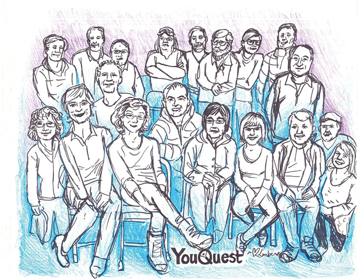 Caricature of YouQuest members
