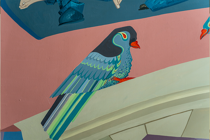 close up of detail of bird on a mural