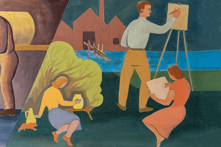 closeup of details from ted browning mural