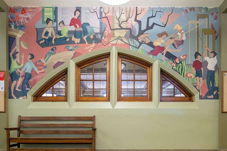 full view of mural with children on it