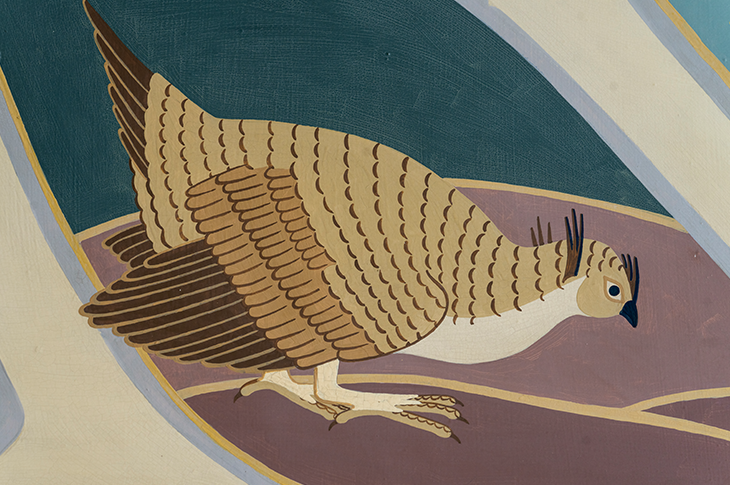close up of pheasants on mural