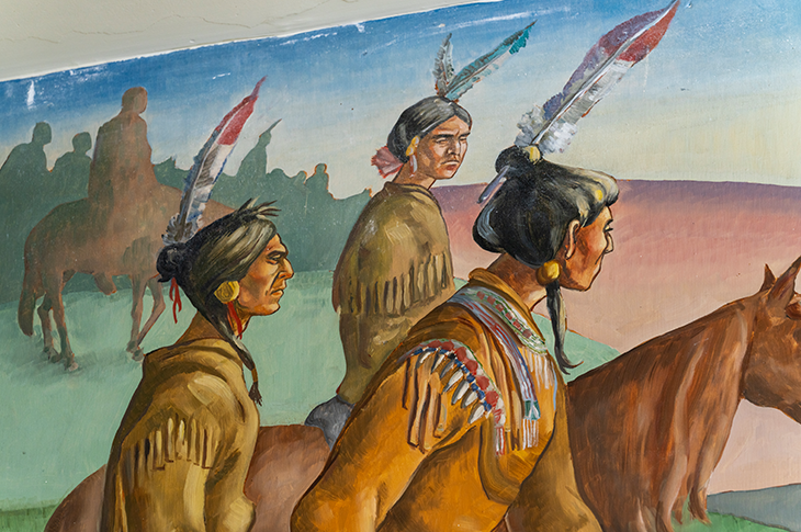 close up of Indigenous people on mural