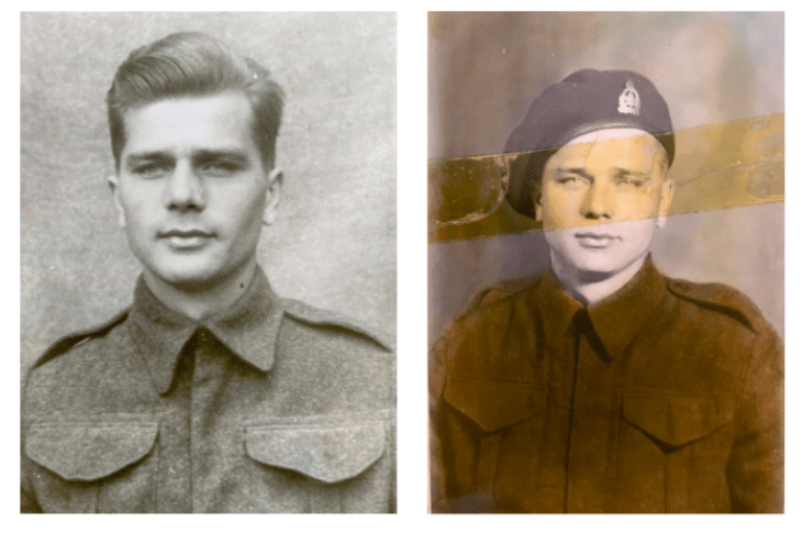 Photos of Donald Kitiuk as part of the British Columbia Dragoods armoured regiment during the Second World War.