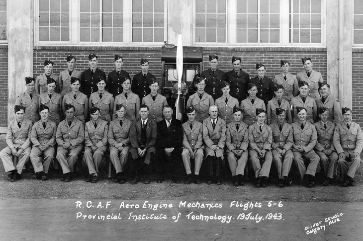 R.C.A.F Aero Engine Mechanics Flights 5-6 at PITA (now known as SAIT), 1943.