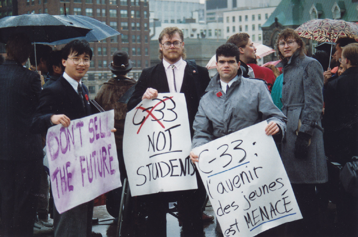 Students from Mount Royal College, University of Calgary and SAIT at a demonstration in Ottawa, 1990.