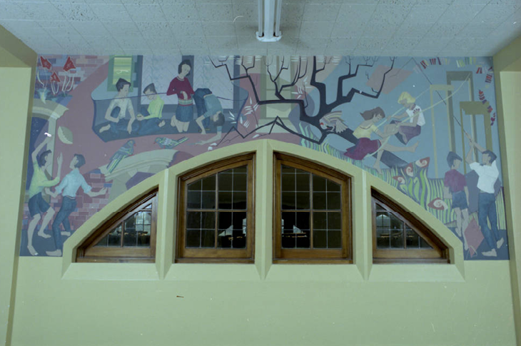 Mural titled "School yard".