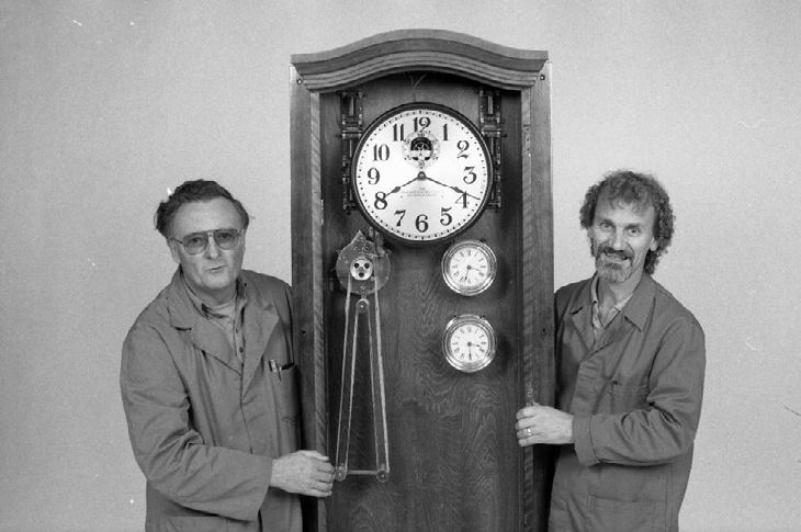 A Heritage Hall clock that was found and restored, now found on the main level of Heritage Hall. 