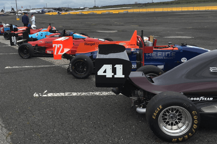 formula race cars in line up