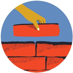illustration of hand with bricks