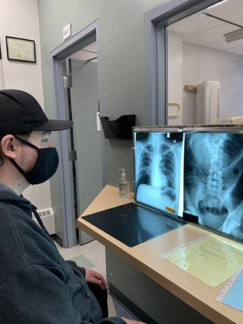 Student looking at x-ray screen