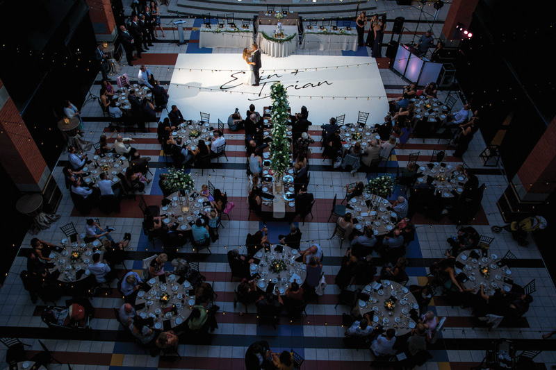 Wedding setup in Irene Lewis Atrium