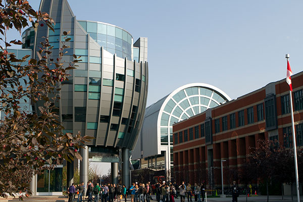 The Johnson-Cobbe Energy Centre and Cenovus Energy Centre on SAIT campus, home of the MacPhail School of Energy.
