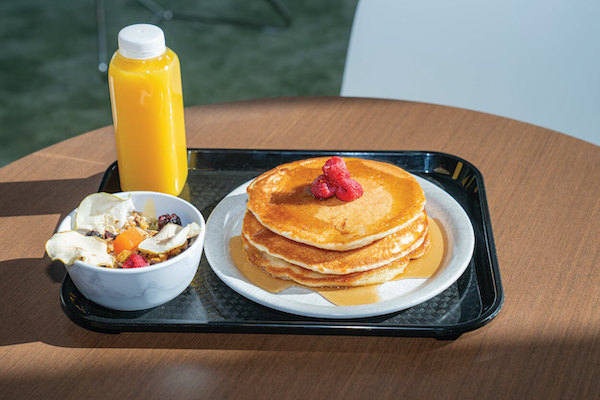 A pancake breakfast prepared by Hotel Arts.