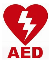 The red AED logo with heart symbol
