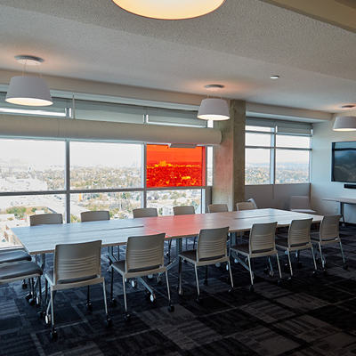 A conference table setup at the penthouse at Begin Tower