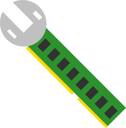 Bytetools logo that looks like a green and yellow wrench