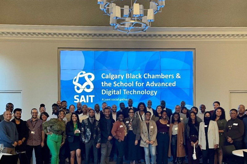 Members of the Calgary Black Chambers community at a monthly meeting hosted by SAIT.