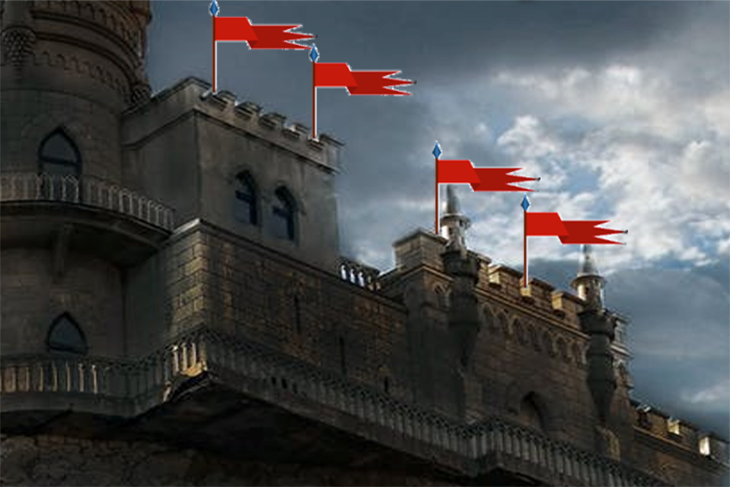 Castle with red flags
