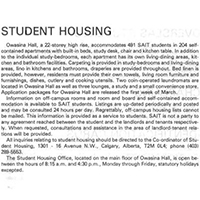 SAIT offers student housing in 1972.