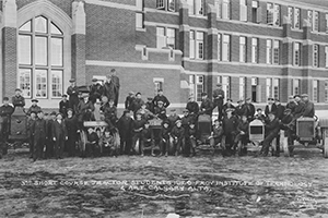 Photograph of students of the tractor course at SAIT