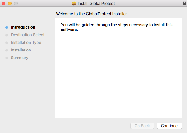GlobalProtect installer window